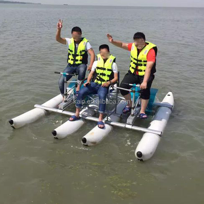 Summer floating inflatable pontoon water bike rust-proof water sports new water tricycle sea and lake paddle boat for sale