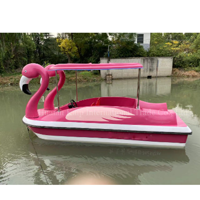 Fiberglass flamingo Pedal Boat flamingo pedal boat is a 4-seat back-to-back. Self-draining, it is made of fiberglass