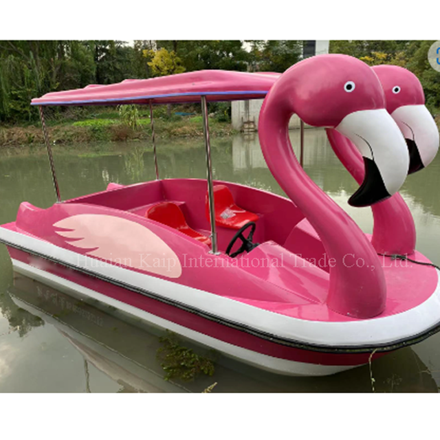 Fiberglass flamingo Pedal Boat flamingo pedal boat is a 4-seat back-to-back. Self-draining, it is made of fiberglass