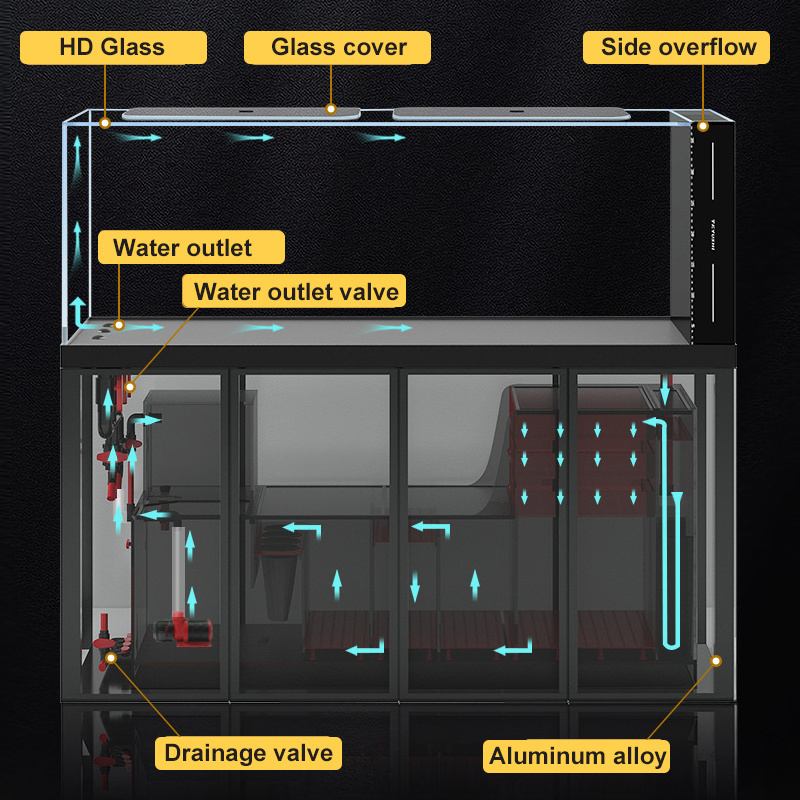 Custom ECO Aquarium Paludarium Bottom filtration with cabinet Planted Aquarium HD Glass fish tank stand