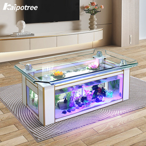 Wholesale aquarium fish tank for  living room curling edge ultra clear glass Coffee Table Tea Table Fish Tank