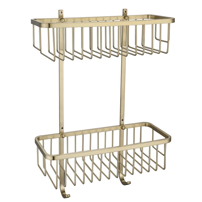 European Style Black Shower Room Rack Antique Dual Tier Bathroom Shelf