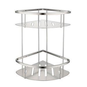 Two Tiers Stainless Steel 304 Bath Corner Shelf Bathroom Dual Tier Corner Rack