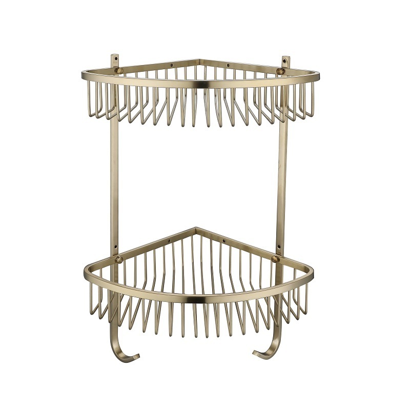 European Style Black Shower Room Rack Antique Dual Tier Bathroom Shelf