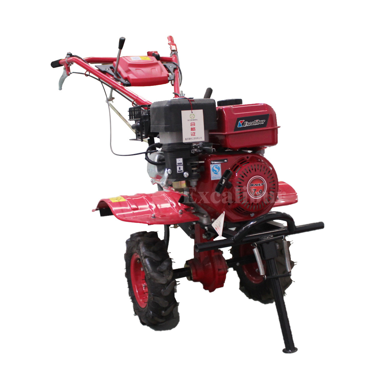 7hp gasoline manual start riding hand push rotary power tiller with trailer