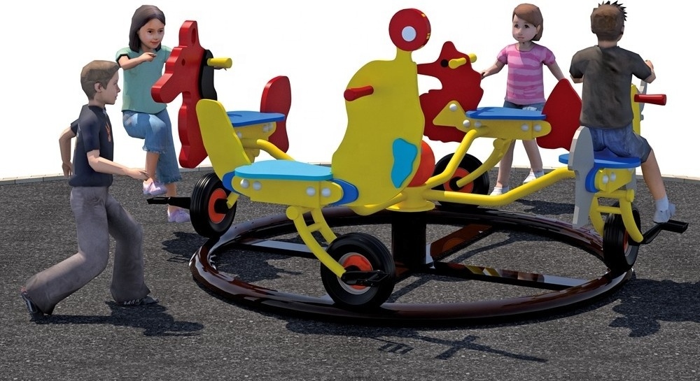 Kaiqi KQ60195B children play games merry go round four PE bikes for kindergarten,school, back yard,public park