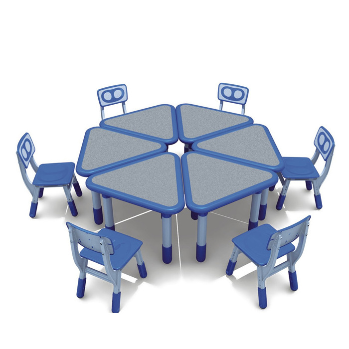 School PP plastic cute furniture height adjusted table and chair for kids