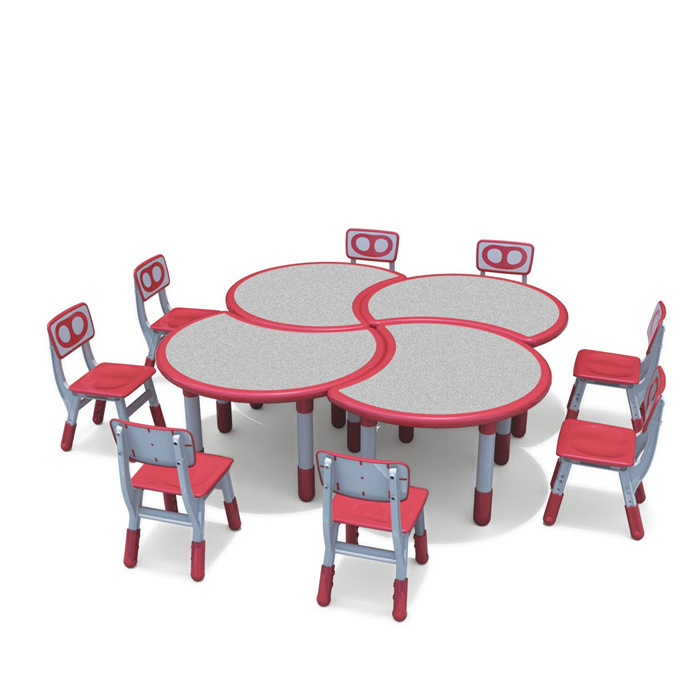 School PP plastic cute furniture height adjusted table and chair for kids