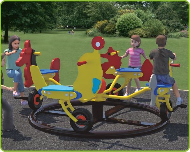 Kaiqi KQ60195B children play games merry go round four PE bikes for kindergarten,school, back yard,public park