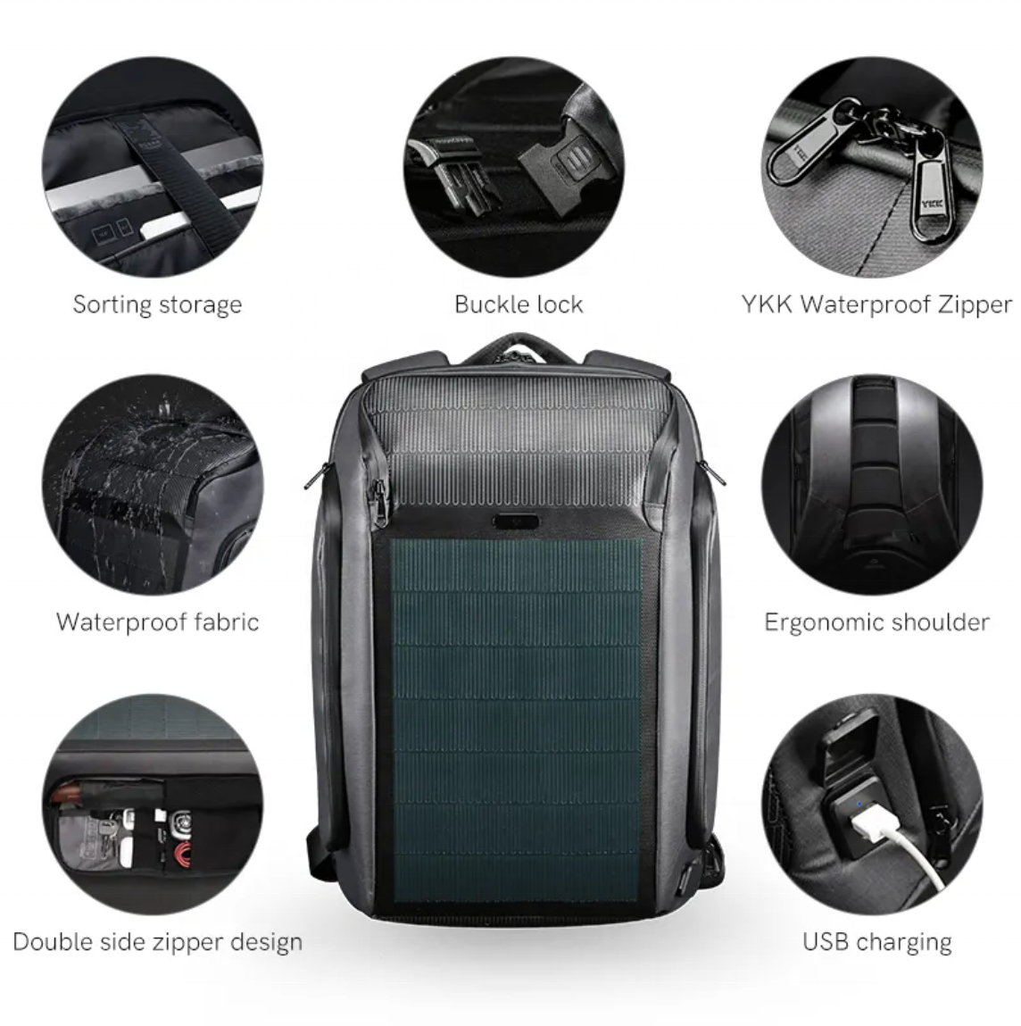 Travel Customize The Industry China Wholesale Solar Panel Backpack Bag Anti-Theft Laptop Powered Solar Backpack Solar