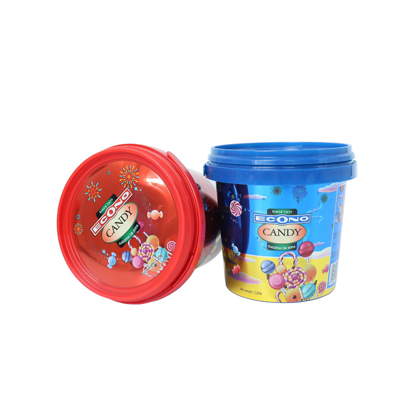 Ice cream bucket 450ml food grade plastic  packaging tub with lid cotton barrels candy bucket food bucket