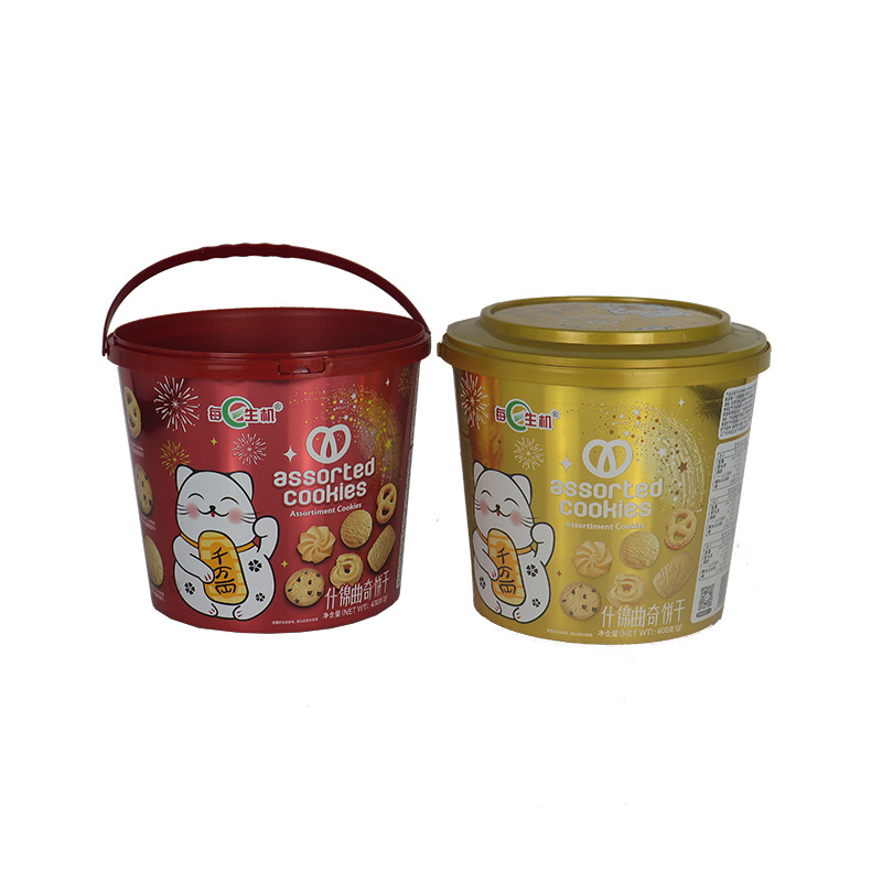 Plastic Soda Cracker cotton candy bucket Cream Cookies Biscuits Coconut Cookies food barrels Snack Bucket food bucket