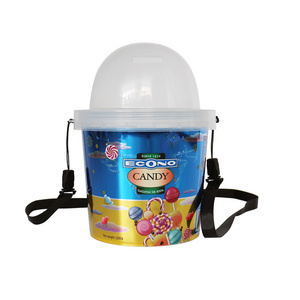 Factory Supply Food Grade Clear White Round Plastic food Bucket With Handle with Lid custom logo and colors price piggy bank