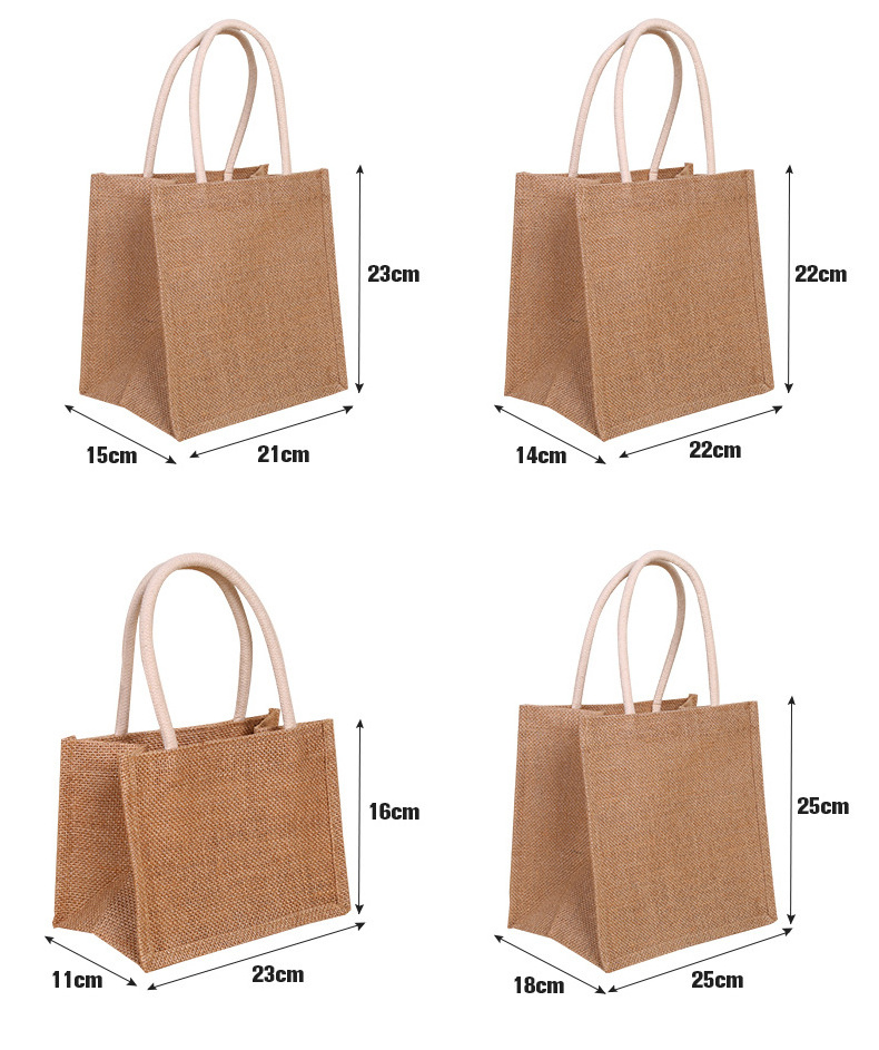 Custom Logo Blank Reusable Grocery Burlap Shopping Bag Eco Friendly Simple Hemp Linen Jute Tote Bag for Gift Festival