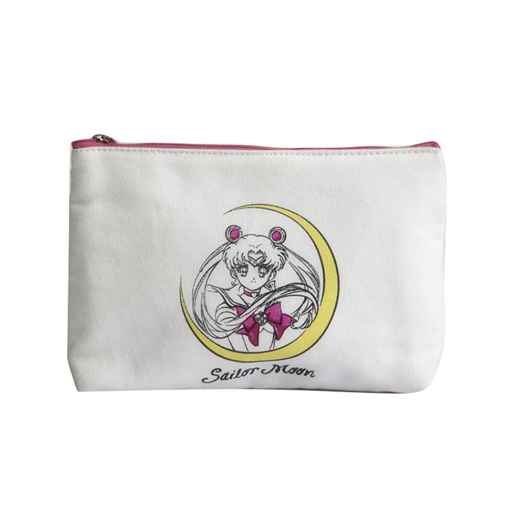 Cute Double Fabric Sailor Moon Mini Suitcase Print Logo Cotton Canvas Pouch Zipper Bag