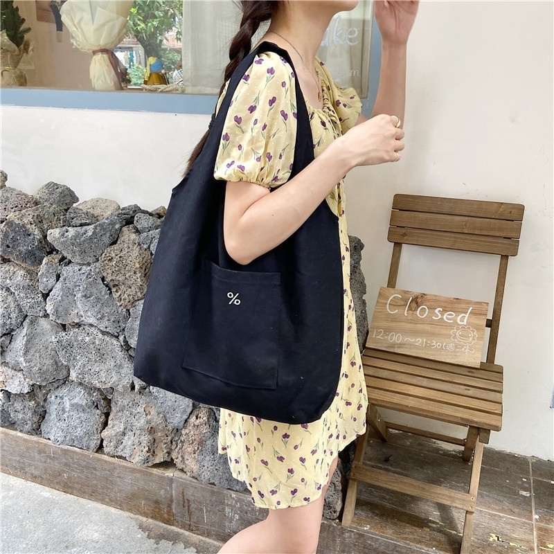 Wholesale Fashion foldable Large capacity Customized Logo Printed Packaging cotton canvas Tote Bag with pocket