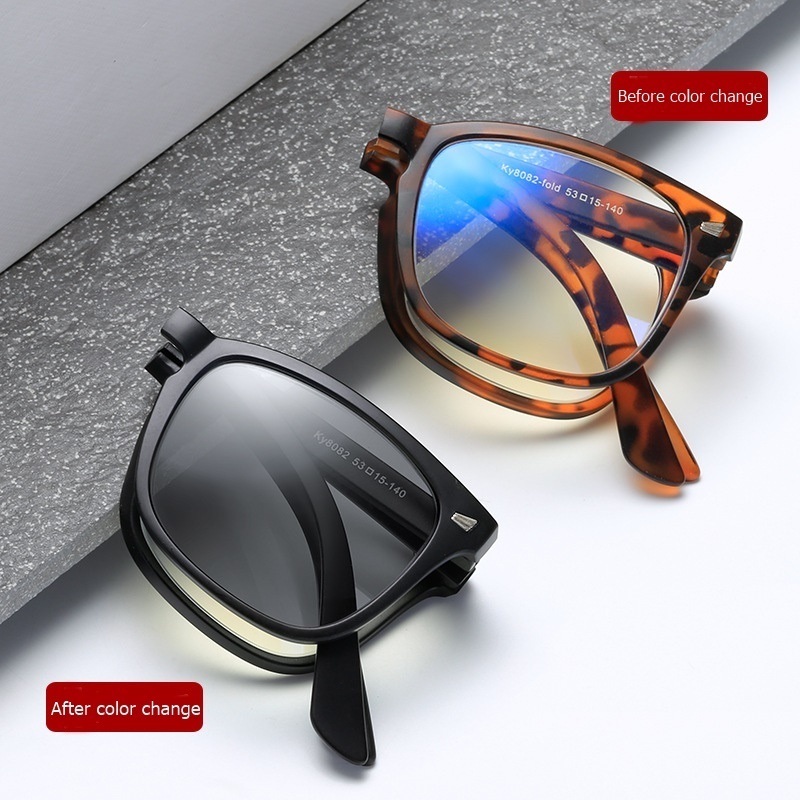 New square anti-blue light for women and men fold frame optical photochromic glasses