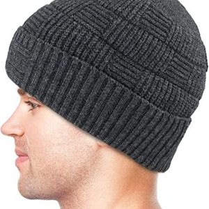 Custom embroidery basketweave skullies beanies wool knit winter hat with luxurious fleece velour lining for men