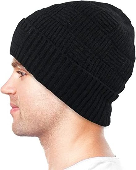 Custom embroidery basketweave skullies beanies wool knit winter hat with luxurious fleece velour lining for men