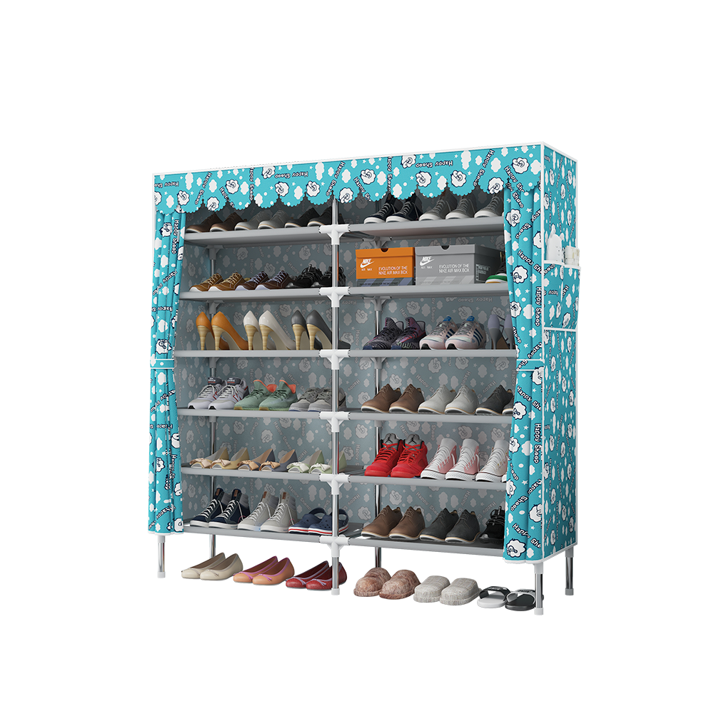 Simple shoe rack double layers dustproof shoe cabinet storage Curtain boots assembly dormitory shoe racks