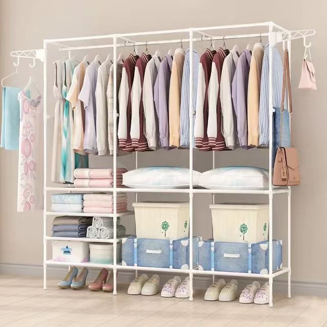 Morden factory sale  Wholesale 3 Row Freestanding Clothes Garment Rack Large Capacity Bedroom Wardrobe