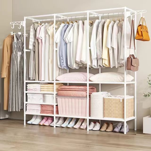 Morden factory sale  Wholesale 3 Row Freestanding Clothes Garment Rack Large Capacity Bedroom Wardrobe