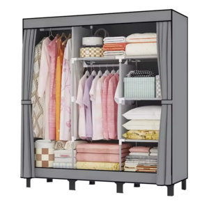 Custom Design Portable Foldable Canvas Wardrobe Organizer Bedroom Cabinet Wardrobe with Storage Shelves