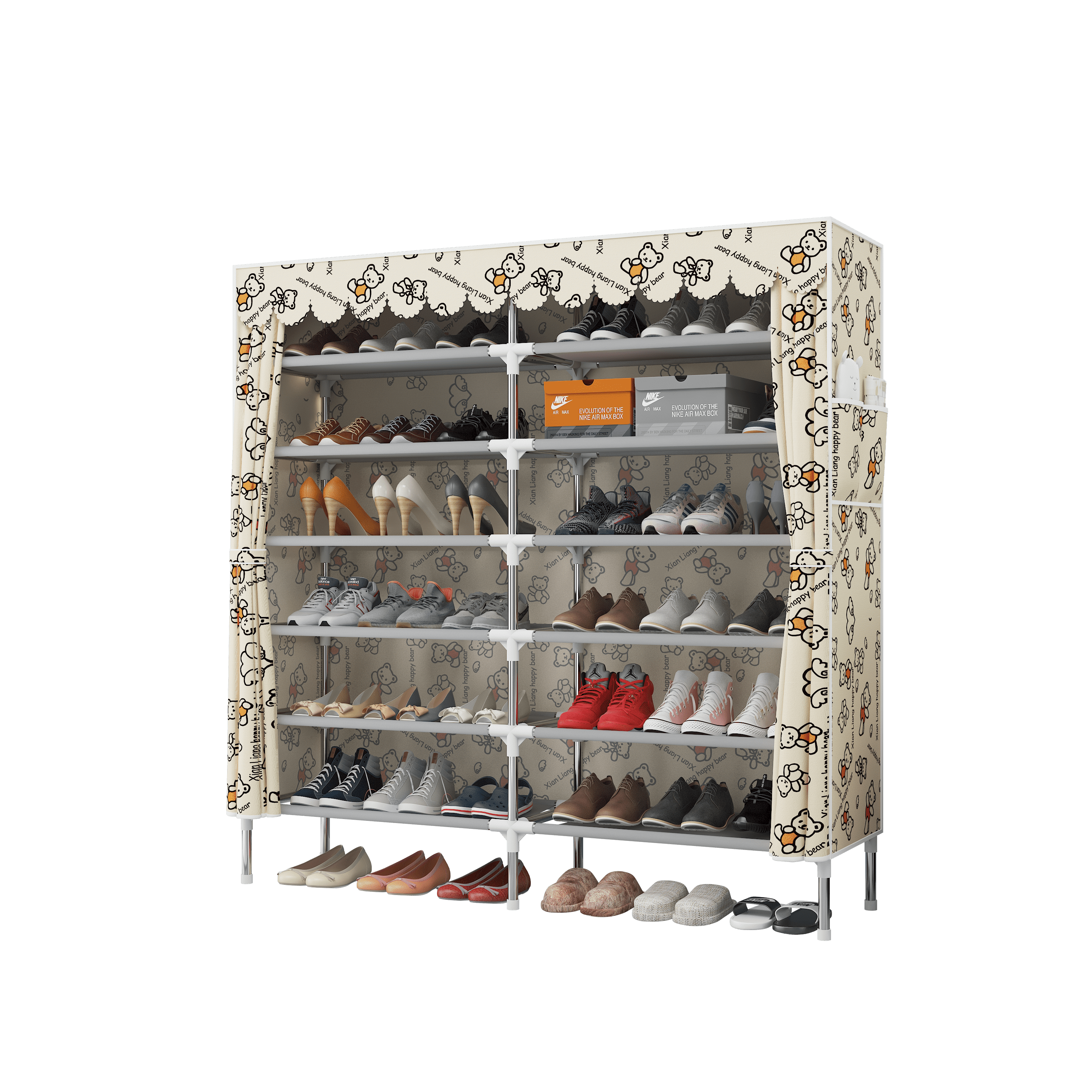 Simple shoe rack double layers dustproof shoe cabinet storage Curtain boots assembly dormitory shoe racks