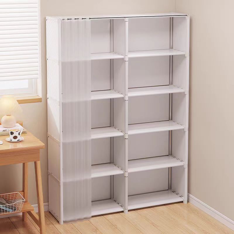 Dust-proof Storage Organizer steel plastic/metal portable double row book Shelf rack Kids toys cupboard