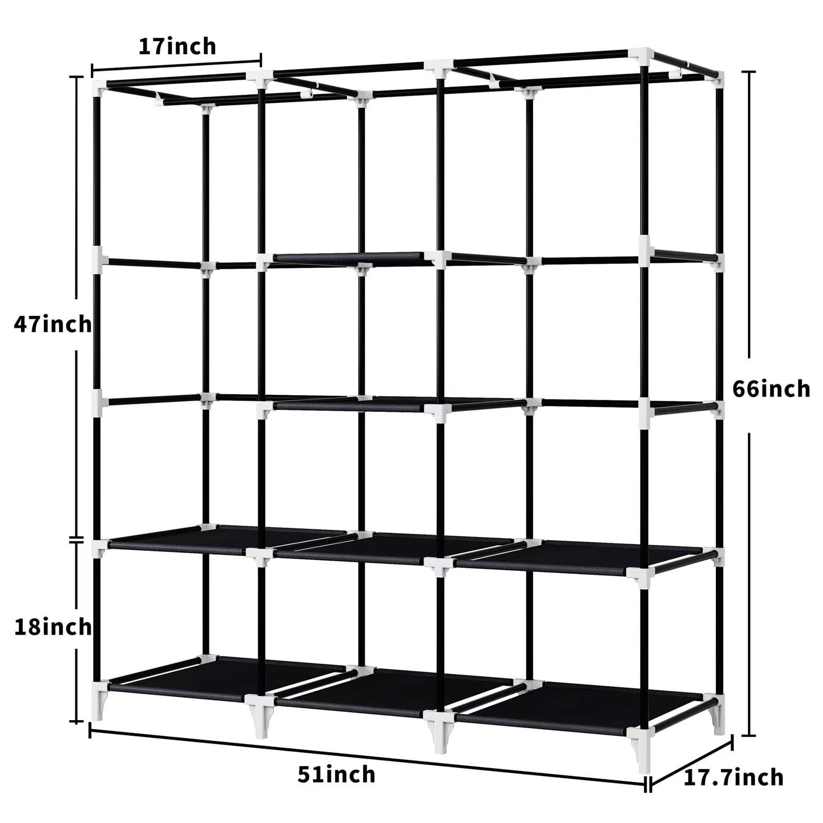 Artiss Wardrobe,Portable Closet  Organization Large Clothe Shelves Bedroom Furniture, DIY Cover Fabric 4 Hanging Racks Black