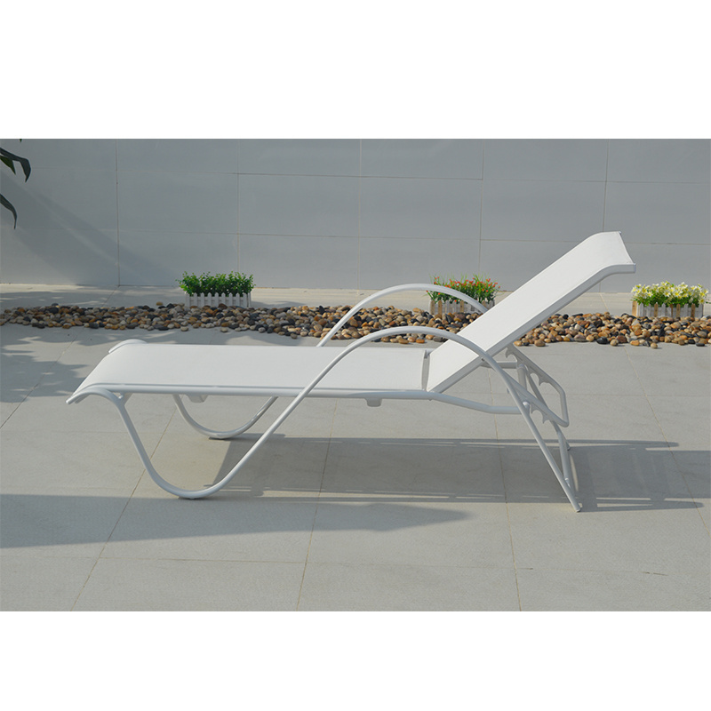 Aluminum chair mesh chaise lounge chair outdoor poolside sun lounge chairs in 5 adjust position and side table