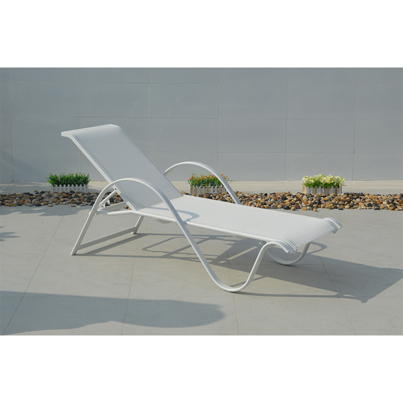 Aluminum chair mesh chaise lounge chair outdoor poolside sun lounge chairs in 5 adjust position and side table