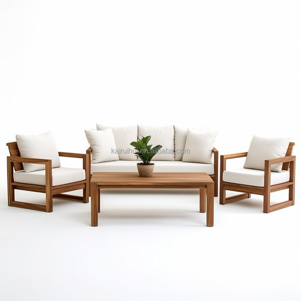 New Design Luxury Solid Teak Furniture Outdoor Patio Furniture Deep Seating Bold Teak Sofa Set Large Garden Set mesa plegable