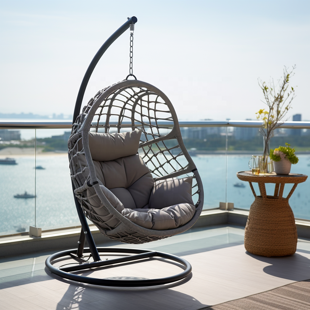 New Arrivals 2023 Hot Sale Patio Hanging Rattan Swing Egg Chair without Stand Cushions Outdoor Tear Drop Hanging Chair