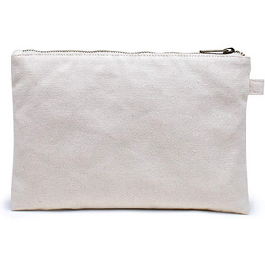 KAISEN Wholesale Custom Small Blank Zipper Cotton Canvas Cosmetic Make up Bag Canvas Makeup Bag With Logo