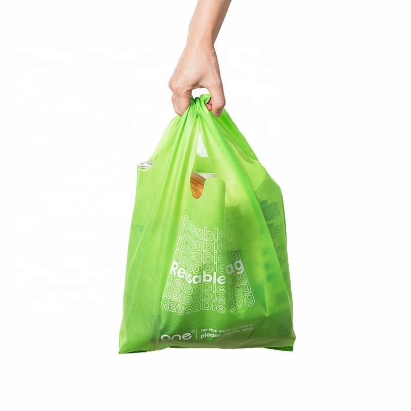 reusable Pp Non Woven Bag biodegradable die cut pp non woven nonwoven grocery shopping non-woven t-shirt bag