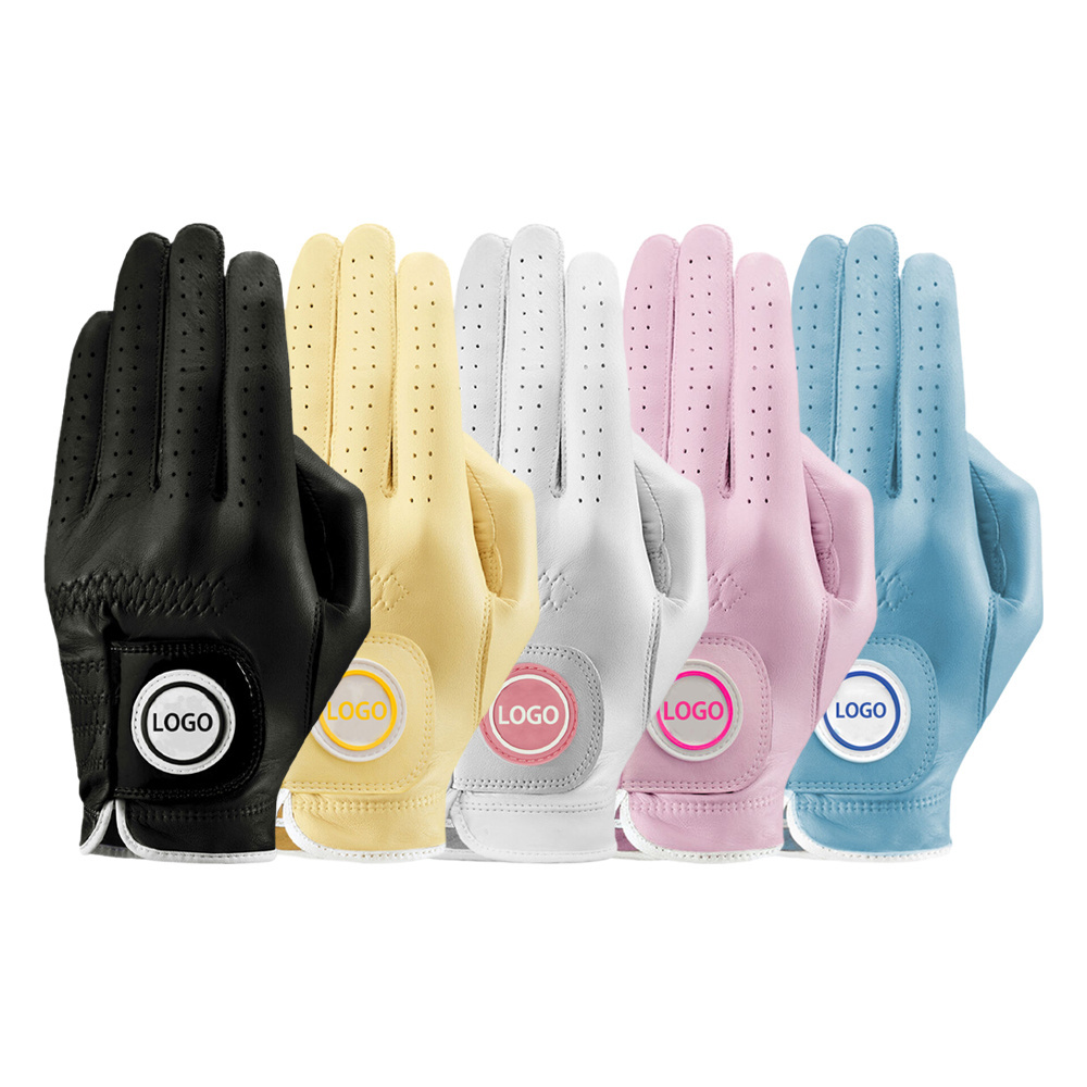 Wholesale Price Golf Glove Custom Cabretta Leather Golf Gloves With Magnetic Ball Marker