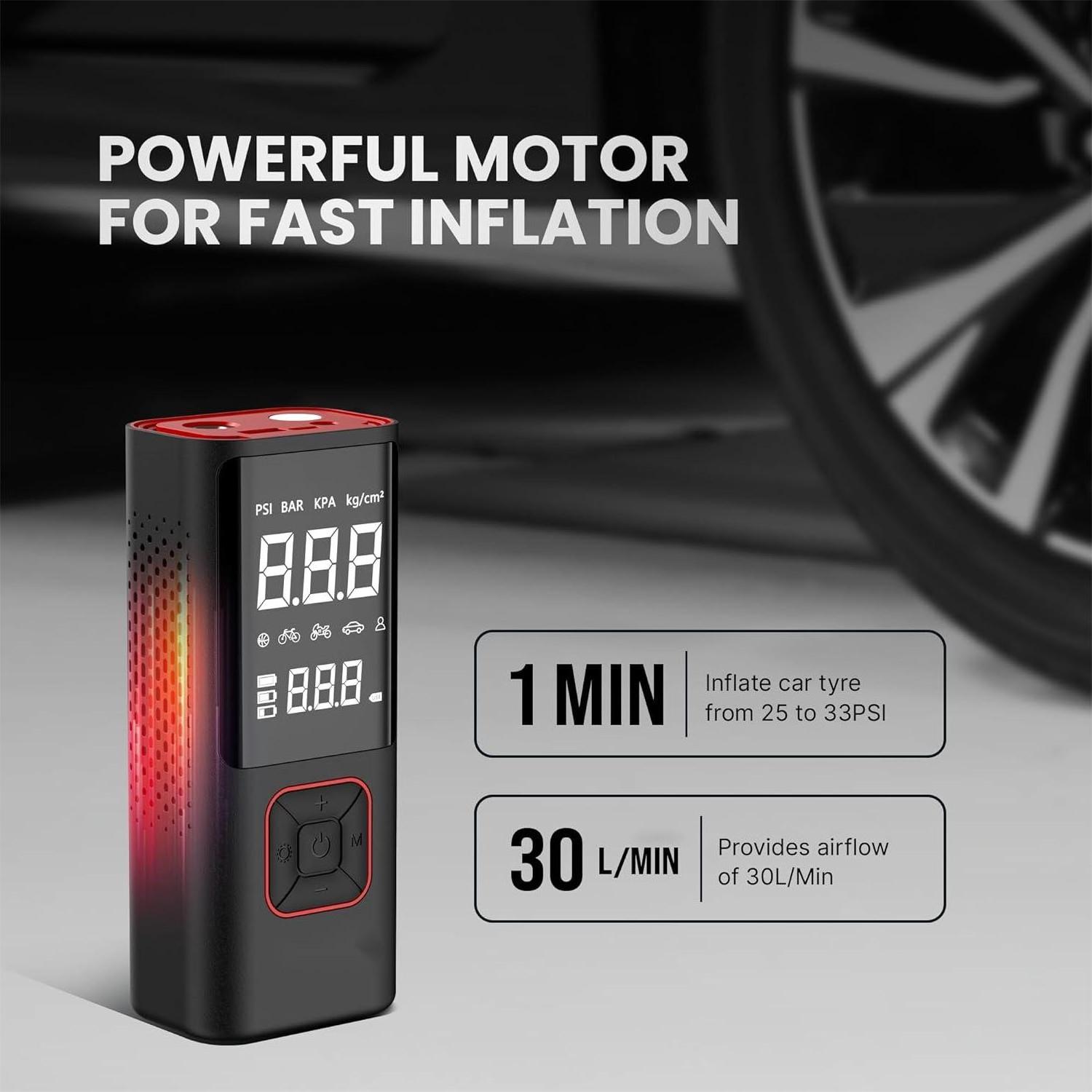 New Mini Wireless Electric Portable Rechargeable Car Air Compressor Pump Aluminum Digital Tire Inflator 12V ABS Universal