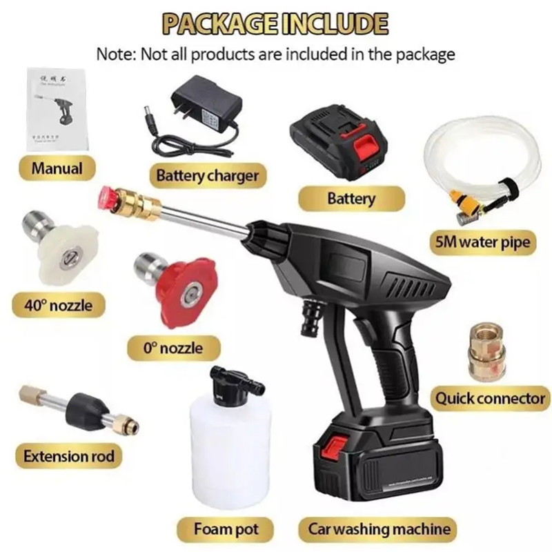 24V Lithium Battery Cordless Car Washer Machine Wireless Car Wash Gun Spray Water Gun Portable Car Pressure Washer