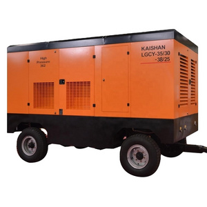 Mine used belt drive two wheels towable diesel engine air compressor for sand blasting