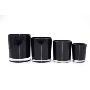 Decorative Glass black and white candle jar with lid