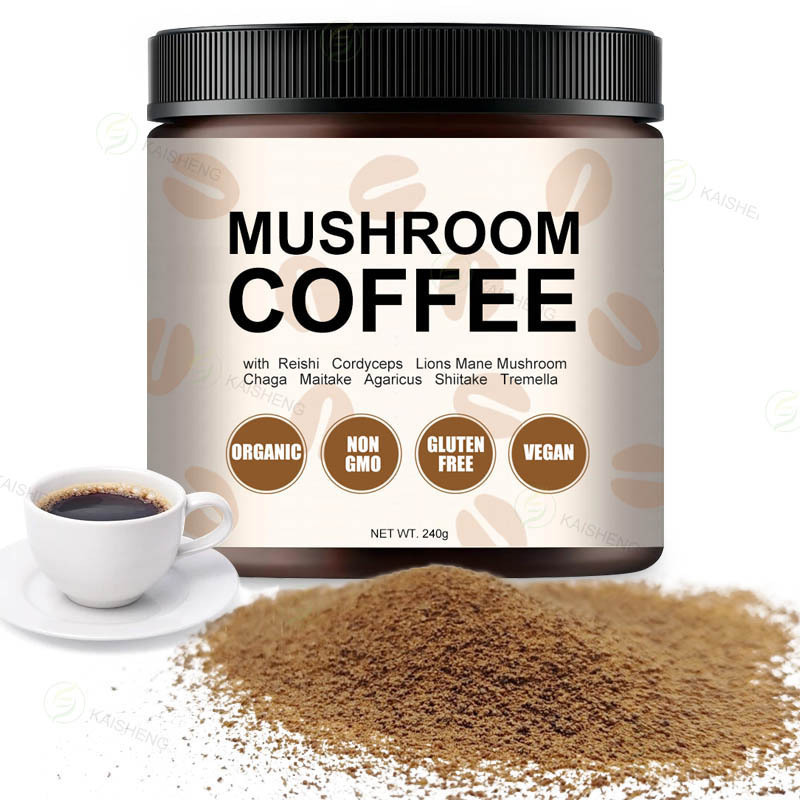 Organic Mushroom Coffee Powder Mushroom Instant Coffee With mushrooms Organic Water Soluble Reishi Cordyceps Lion Mane