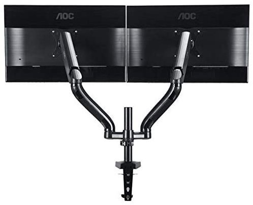 Dual Computer Monitor Arm Mount, Gas Struts Supporting up to 19.4 lbs and up to 27