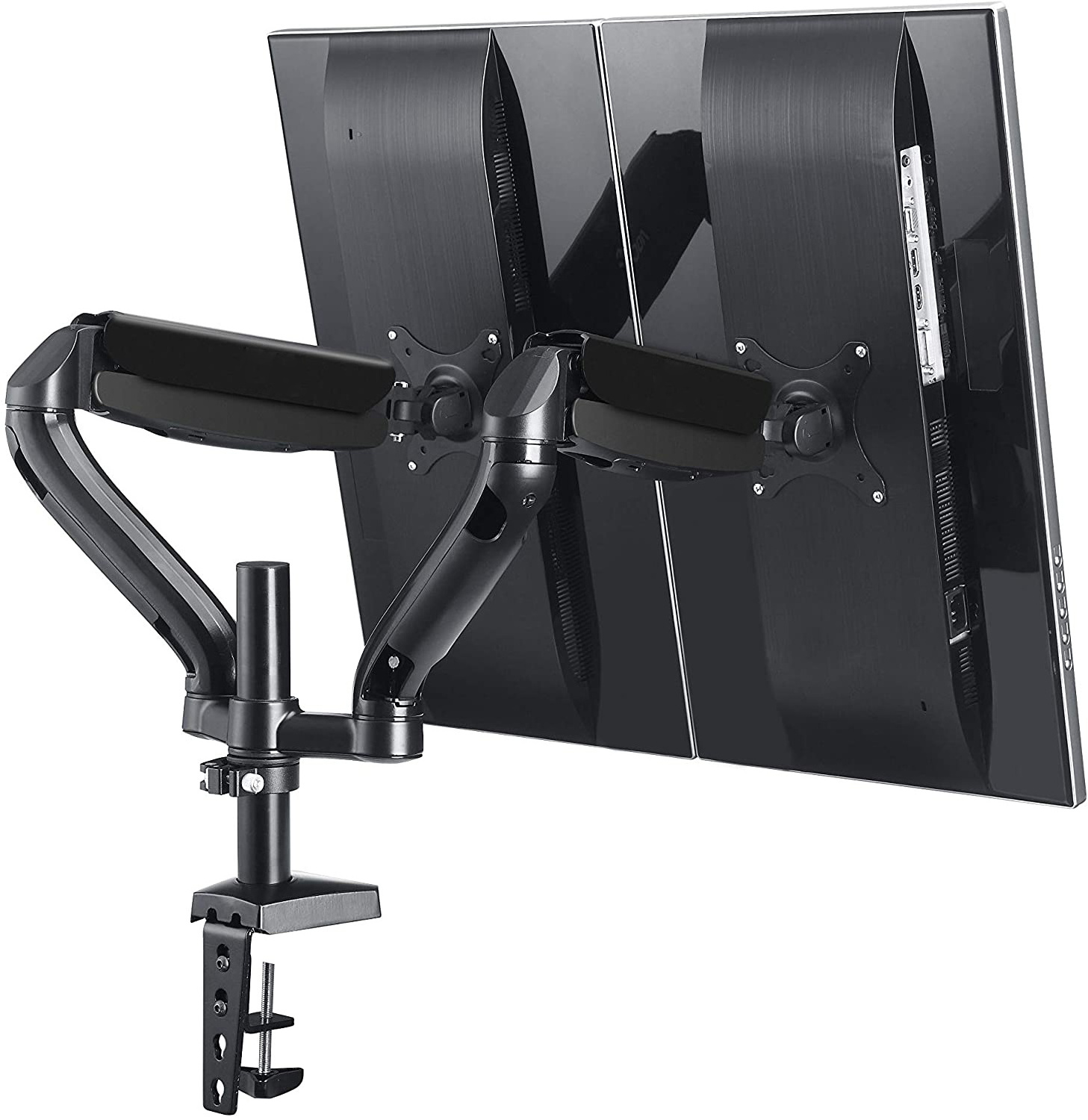 Dual Computer Monitor Arm Mount, Gas Struts Supporting up to 19.4 lbs and up to 27