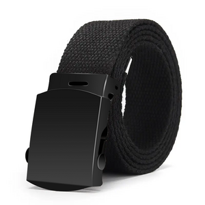 Black Belt 3.8cm Wide 130cm Length Canvas Web Belt With Antique Black Buckle