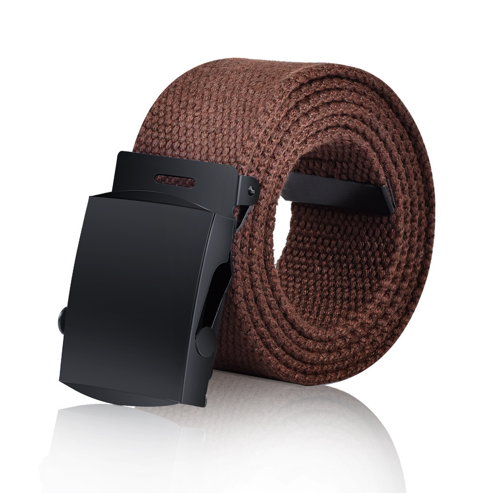 Black Belt 3.8cm Wide 130cm Length Canvas Web Belt With Antique Black Buckle