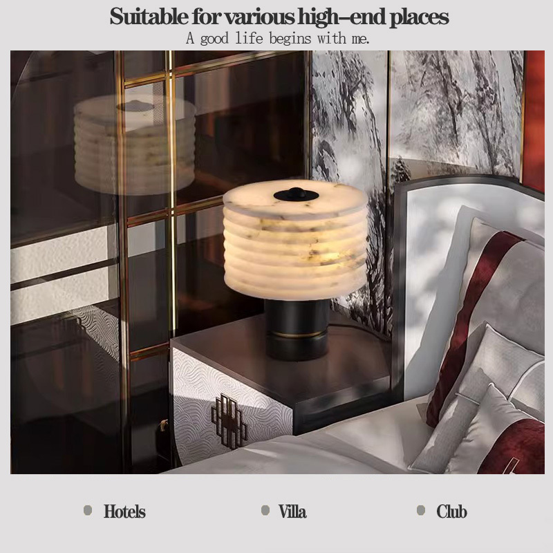 Wholesale Price New Design Decorative Marble Modern Table Lamp with Marble Base From Spain Alabaster  for Hotel Decorative