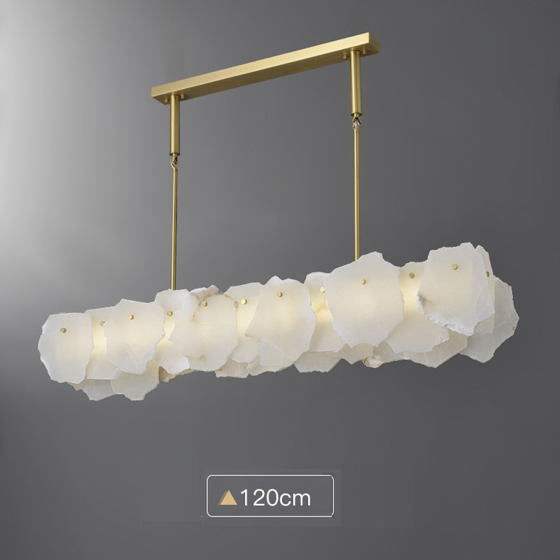 Modern Luxury Living Room LED Brass Pendant Light Light Hotel Decorative Natural Alabaster Snowflake Icicle Ceiling Chandelier