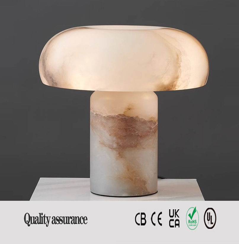 Wholesale Price New Design Decorative Marble Modern Table Lamp with Marble Base From Spain Alabaster  for Hotel Decorative