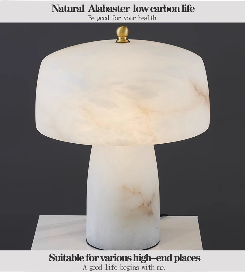 Wholesale Price New Design Decorative Marble Modern Table Lamp with Marble Base From Spain Alabaster  for Hotel Decorative